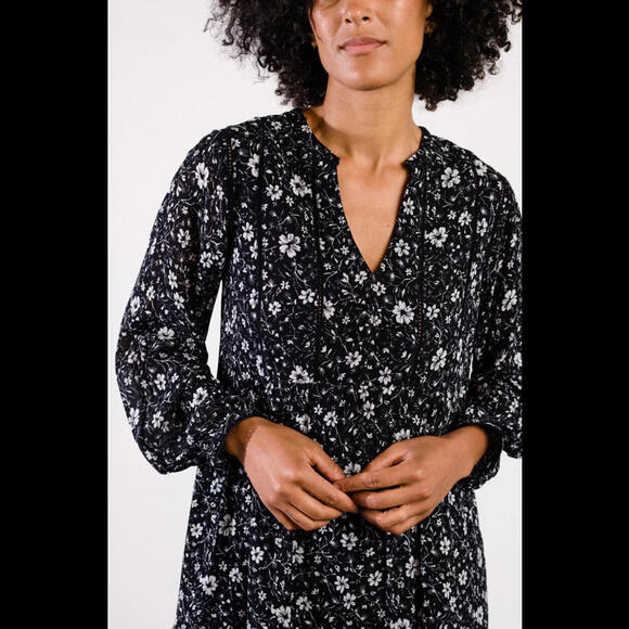 ABLE able naomi flowy mini dress black white floral print size 1X NWT $148 msrp - Picture 4 of 10